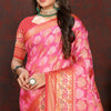 Inimitable Dark Pink Soft Banarasi Silk Saree With Ethereal Blouse Piece