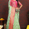 Lustrous Pista Soft Banarasi Silk Saree With Enamoring Blouse Piece