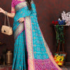 Evanescent Firozi Soft Banarasi Silk Saree With Pleasurable Blouse Piece