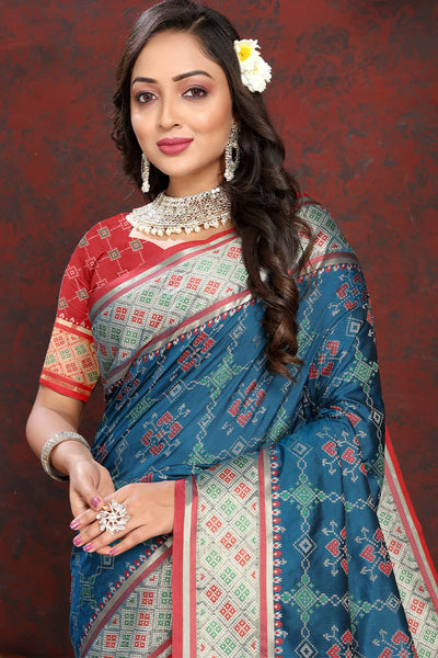 Luminous Teal Blue Soft Banarasi Silk Saree With Seraphic Blouse Piece