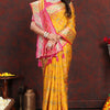 Quixotic Yellow Soft Banarasi Silk Saree With Whimsical Blouse Piece