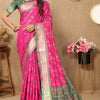 Delectable Dark Pink Soft Banarasi Silk Saree With Nemesis Blouse Piece