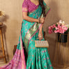 Resplendent Sea Green Soft Banarasi Silk Saree With Quintessential Blouse Piece