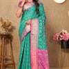Scintillating Sea Green Soft Banarasi Silk Saree With Quixotic Blouse Piece