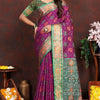 Lissome Purple Soft Banarasi Silk Saree With Diaphanous Blouse Piece