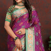 Lissome Purple Soft Banarasi Silk Saree With Diaphanous Blouse Piece