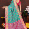 Bewitching Sea Green Soft Banarasi Silk Saree With Exquisite Blouse Piece