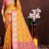Delightful Yellow Soft Banarasi Silk Saree With Hypnotic Blouse Piece