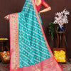 Sophisticated Firozi Soft Banarasi Silk Saree With Phenomenal Blouse Piece