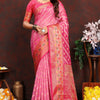 Inspiring Pink Soft Banarasi Silk Saree With Dalliance Blouse Piece