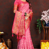 Inspiring Pink Soft Banarasi Silk Saree With Dalliance Blouse Piece