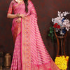 Blooming Pink Soft Banarasi Silk Saree With Glowing Blouse Piece