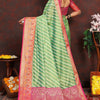 Dazzling Pista Soft Banarasi Silk Saree With Sizzling Blouse Piece