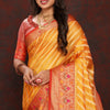 Flaunt Yellow Soft Banarasi Silk Saree With Flattering Blouse Piece