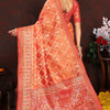 Invaluable Orange Soft Banarasi Silk Saree With Appealing Blouse Piece