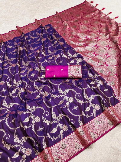 Improbable Purple Soft Banarasi Silk Saree With Exemplary Blouse Piece
