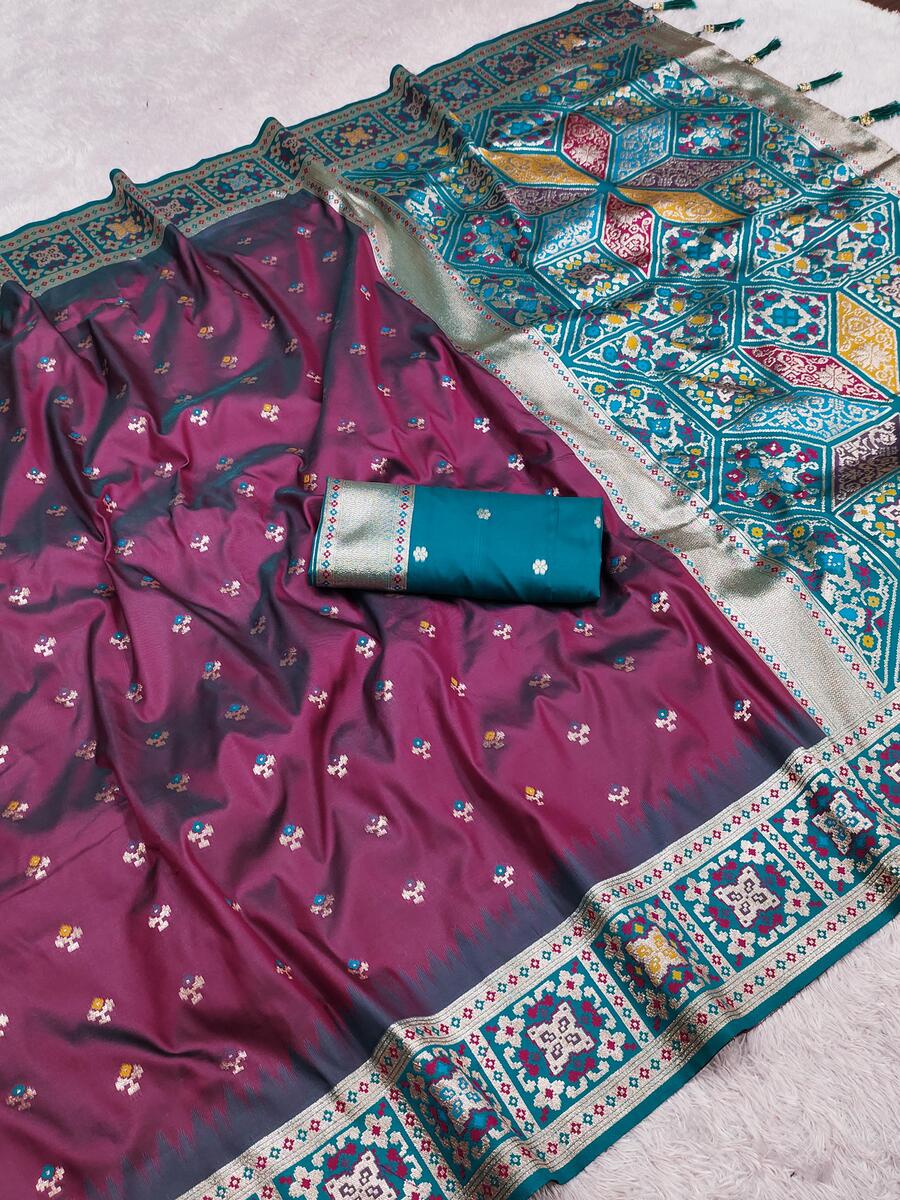 Brood Wine Soft Banarasi Silk Saree With Opulent Blouse Piece