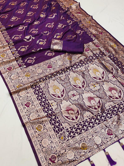 Alluring Purple Soft Banarasi Silk Saree With Sophisticated Blouse Piece