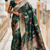 Ratatouille Dark Green Soft Banarasi Silk Saree With Embrocation Blouse Piece