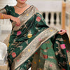 Ratatouille Dark Green Soft Banarasi Silk Saree With Embrocation Blouse Piece