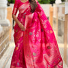Forbearance Dark Pink Soft Banarasi Silk Saree With Redolent Blouse Piece