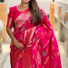 Forbearance Dark Pink Soft Banarasi Silk Saree With Redolent Blouse Piece