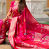 Forbearance Dark Pink Soft Banarasi Silk Saree With Redolent Blouse Piece