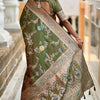 Prodigal Mehndi Soft Banarasi Silk Saree With Fantabulous Blouse Piece