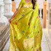 Flamboyant Parrot Soft Banarasi Silk Saree With Precious Blouse Piece