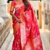 Exquisite Pink Soft Banarasi Silk Saree With Stunner Blouse Piece
