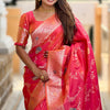 Exquisite Pink Soft Banarasi Silk Saree With Stunner Blouse Piece
