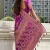 Enigmatic Purple Soft Banarasi Silk Saree With Quixotic Blouse Piece