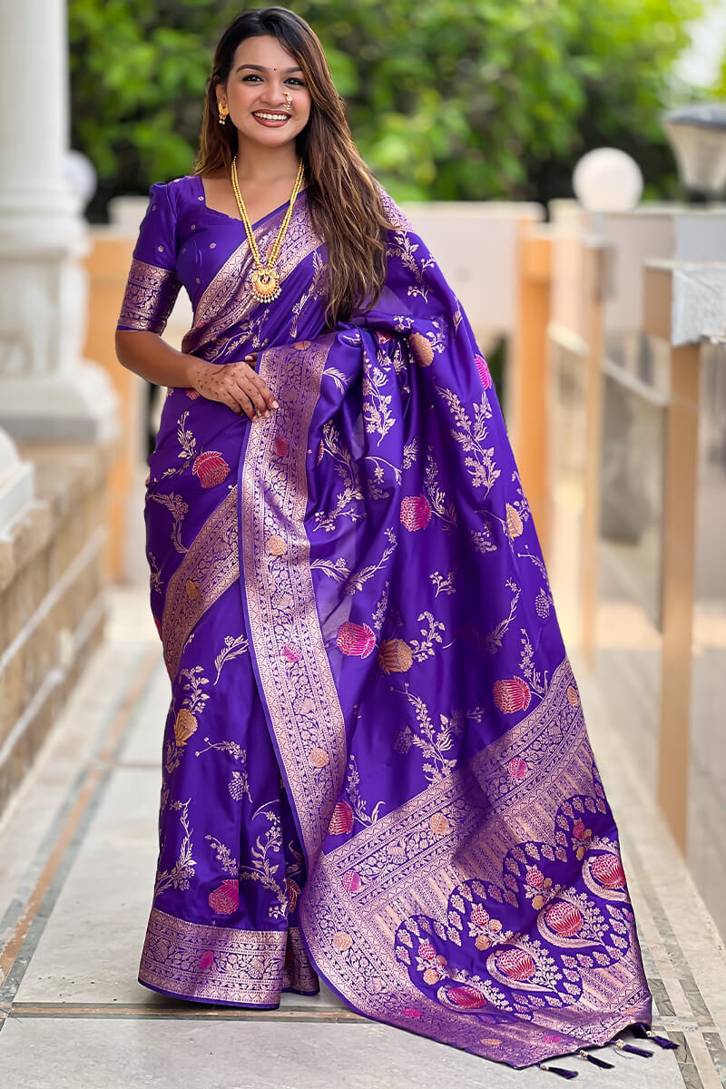 Inimitable Royal Blue Soft Banarasi Silk Saree With Aplomb Blouse Piece