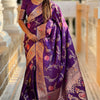 Exquisite Royal Purple Soft Banarasi Silk Saree With Splendorous Blouse Piece