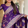 Exquisite Royal Purple Soft Banarasi Silk Saree With Splendorous Blouse Piece