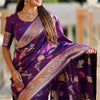 Exquisite Royal Purple Soft Banarasi Silk Saree With Splendorous Blouse Piece