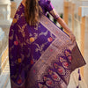 Exquisite Royal Purple Soft Banarasi Silk Saree With Splendorous Blouse Piece