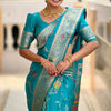 Snazzy Sea Green Soft Banarasi Silk Saree With Sumptuous Blouse Piece