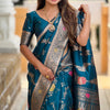 Demesne Teal Blue Soft Banarasi Silk Saree With Forbearance Blouse Piece