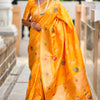 Admirable Yellow Soft Banarasi Silk Saree With Angelic Blouse Piece