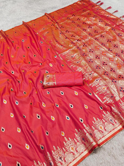 Glittering Pink Soft Banarasi Silk Saree With Cynosure Blouse Piece