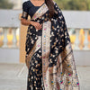 Surreptitious Black Soft Banarasi Silk Saree With Nemesis Blouse Piece