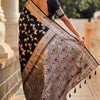 Surreptitious Black Soft Banarasi Silk Saree With Nemesis Blouse Piece