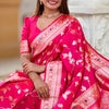 Glorious Dark Pink Soft Banarasi Silk Saree With Classic Blouse Piece