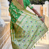 Angelic Mehndi Soft Banarasi Silk Saree With Chatoyant Blouse Piece
