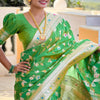 Angelic Mehndi Soft Banarasi Silk Saree With Chatoyant Blouse Piece
