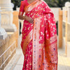Proficient Pink Soft Banarasi Silk Saree With Beguiling Blouse Piece