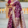 Eloquence Purple Soft Banarasi Silk Saree With Amiable Blouse Piece
