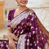 Eloquence Purple Soft Banarasi Silk Saree With Amiable Blouse Piece