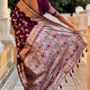 Eloquence Purple Soft Banarasi Silk Saree With Amiable Blouse Piece